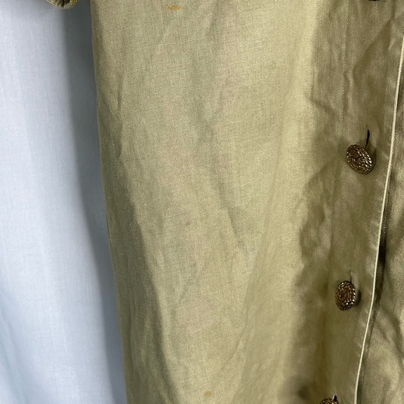 Vintage David Warren Coat Rayon, Linen, Ramie Gold Overcoat Button Women 12 GHJ1 - Picture 6 of 6